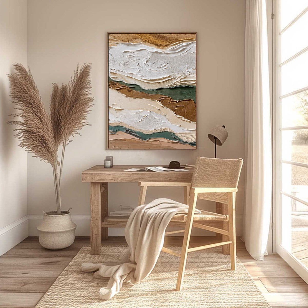 TERRA VEINS: Textured Wabi Sabi Abstract Earth Landscape Painting - Image 6