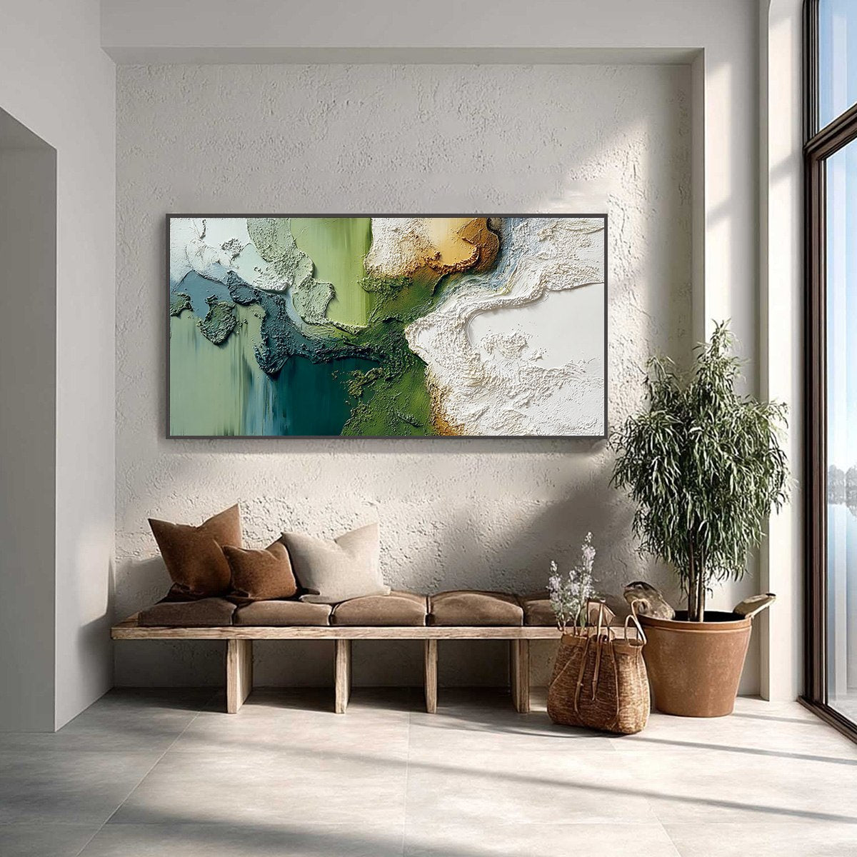 TERRA VERDE: Textured Abstract Earth Tone Landscape Painting - Image 2