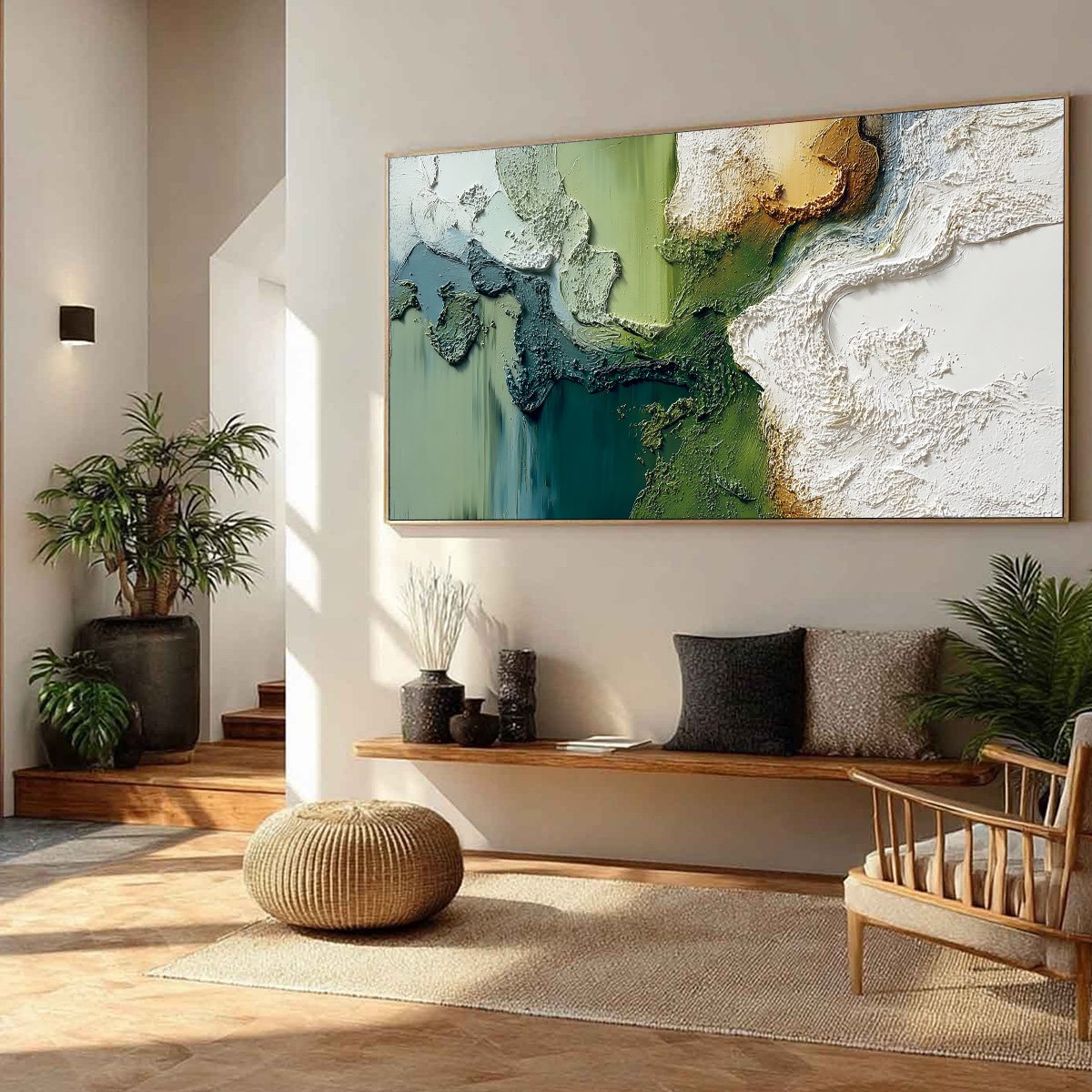 TERRA VERDE: Textured Abstract Earth Tone Landscape Painting - Image 8