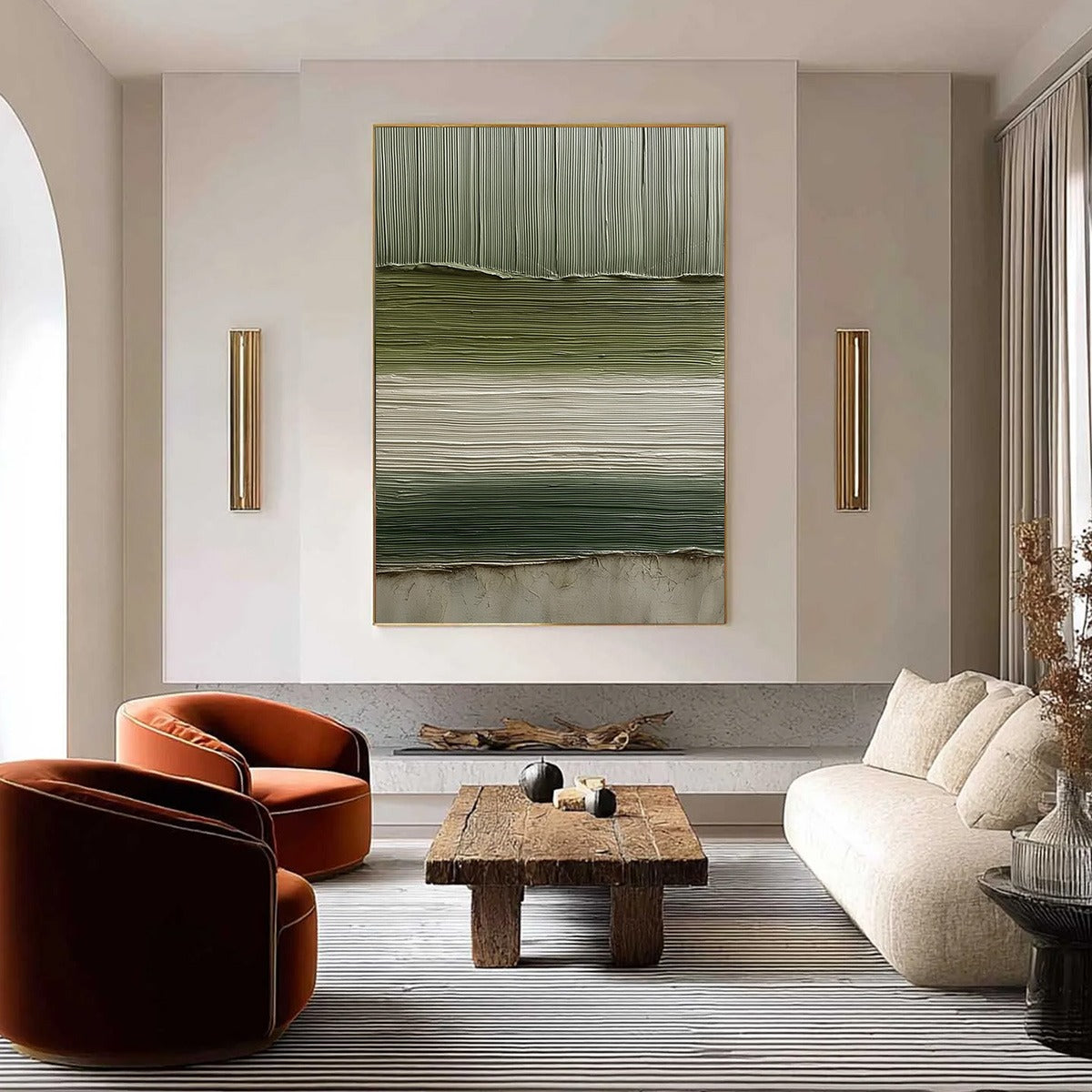 TERRA VERDE: Vertical Wabi Sabi Textured Abstract Green Earth Painting - Image 2