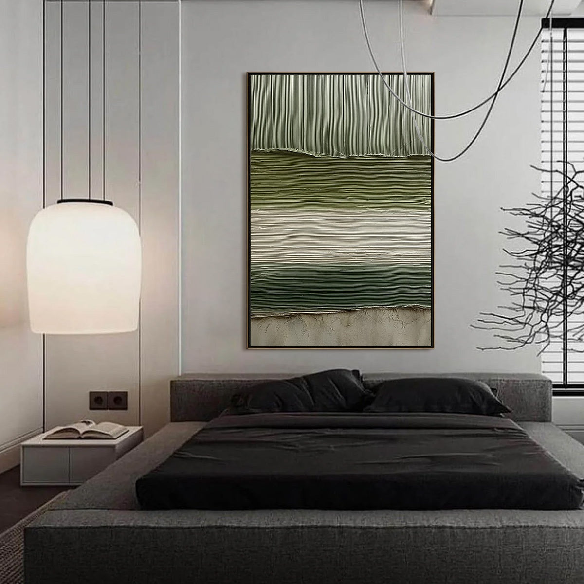 TERRA VERDE: Vertical Wabi Sabi Textured Abstract Green Earth Painting - Image 4