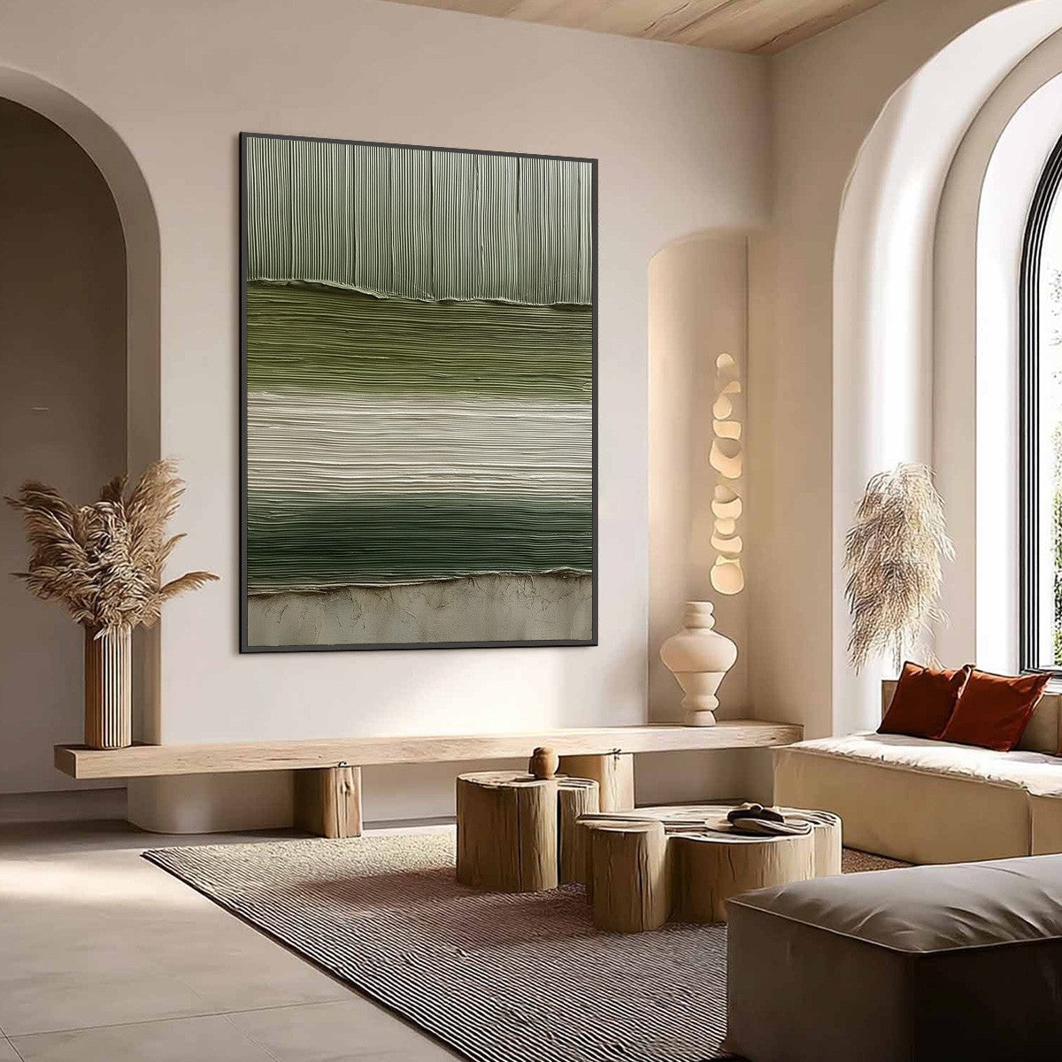 TERRA VERDE: Vertical Wabi Sabi Textured Abstract Green Earth Painting - Image 7