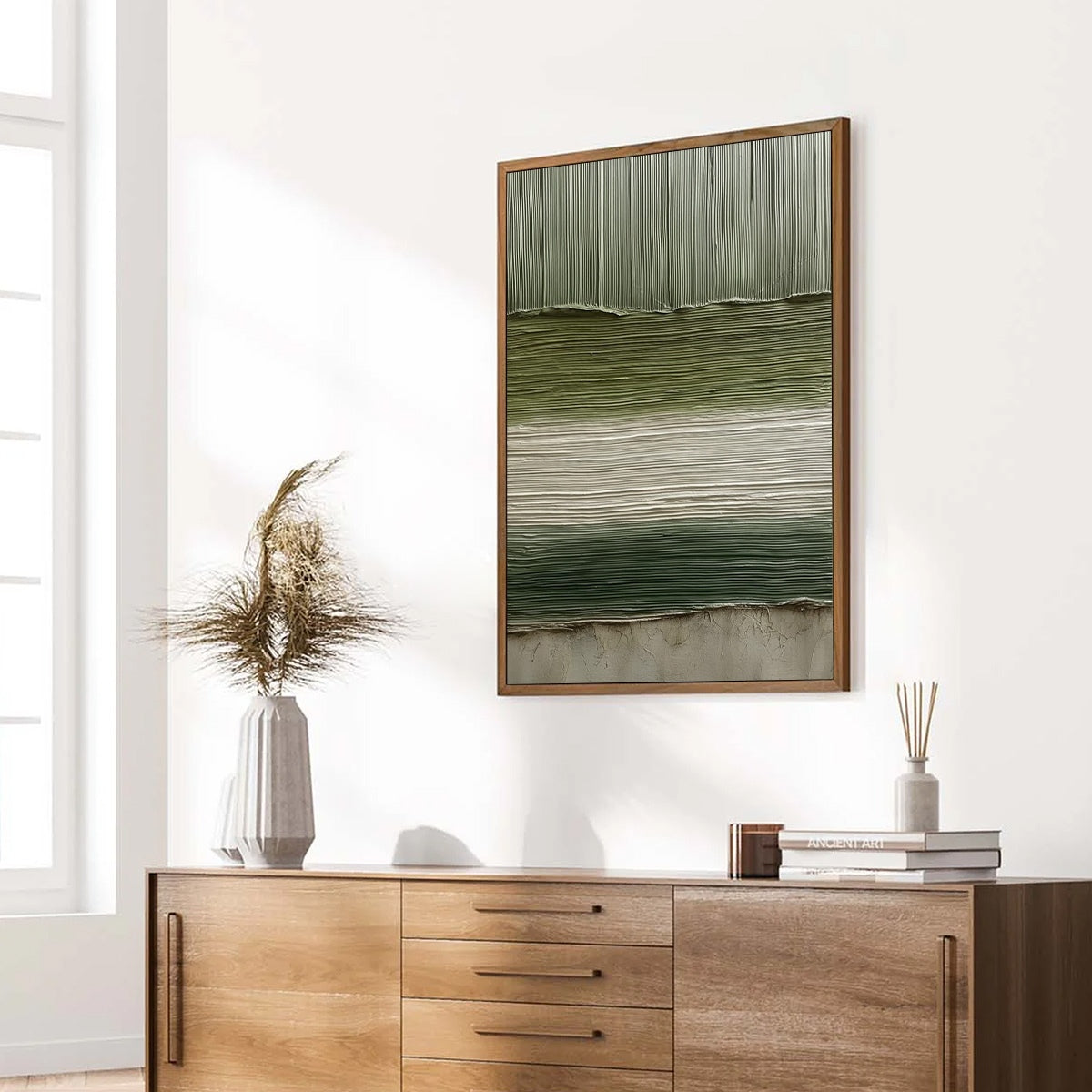 TERRA VERDE: Vertical Wabi Sabi Textured Abstract Green Earth Painting - Image 8