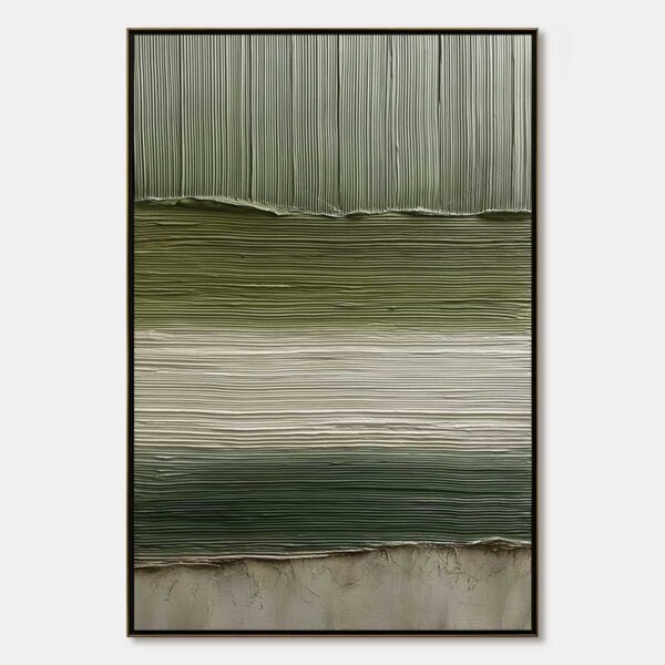 TERRA VERDE: Vertical Wabi Sabi Textured Abstract Green Earth Painting