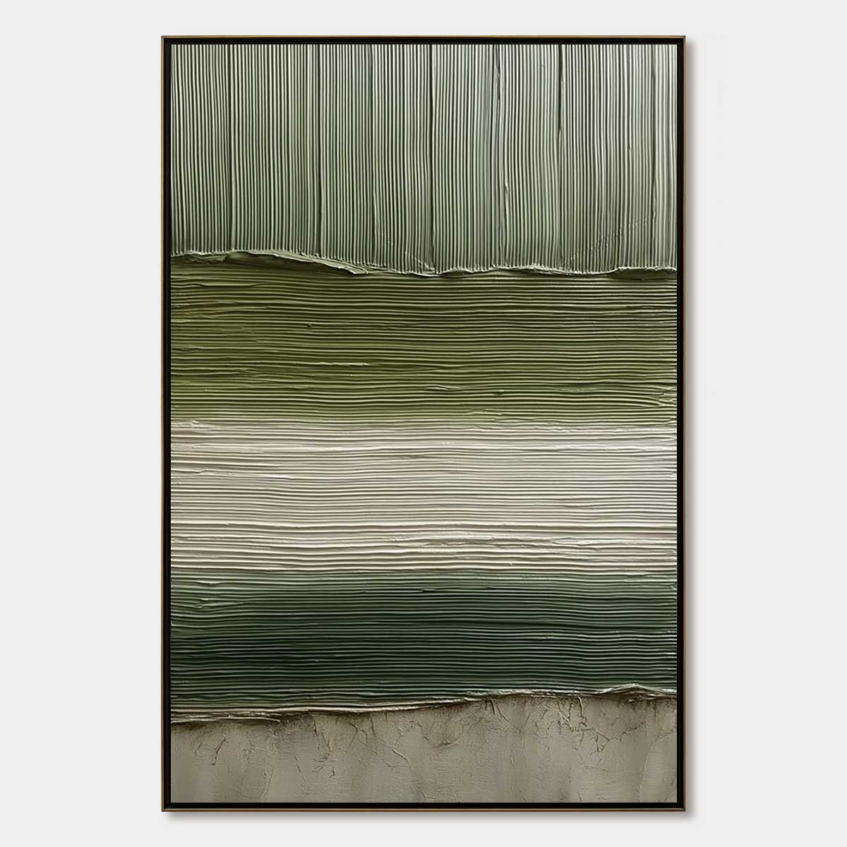 TERRA VERDE: Vertical Wabi Sabi Textured Abstract Green Earth Painting