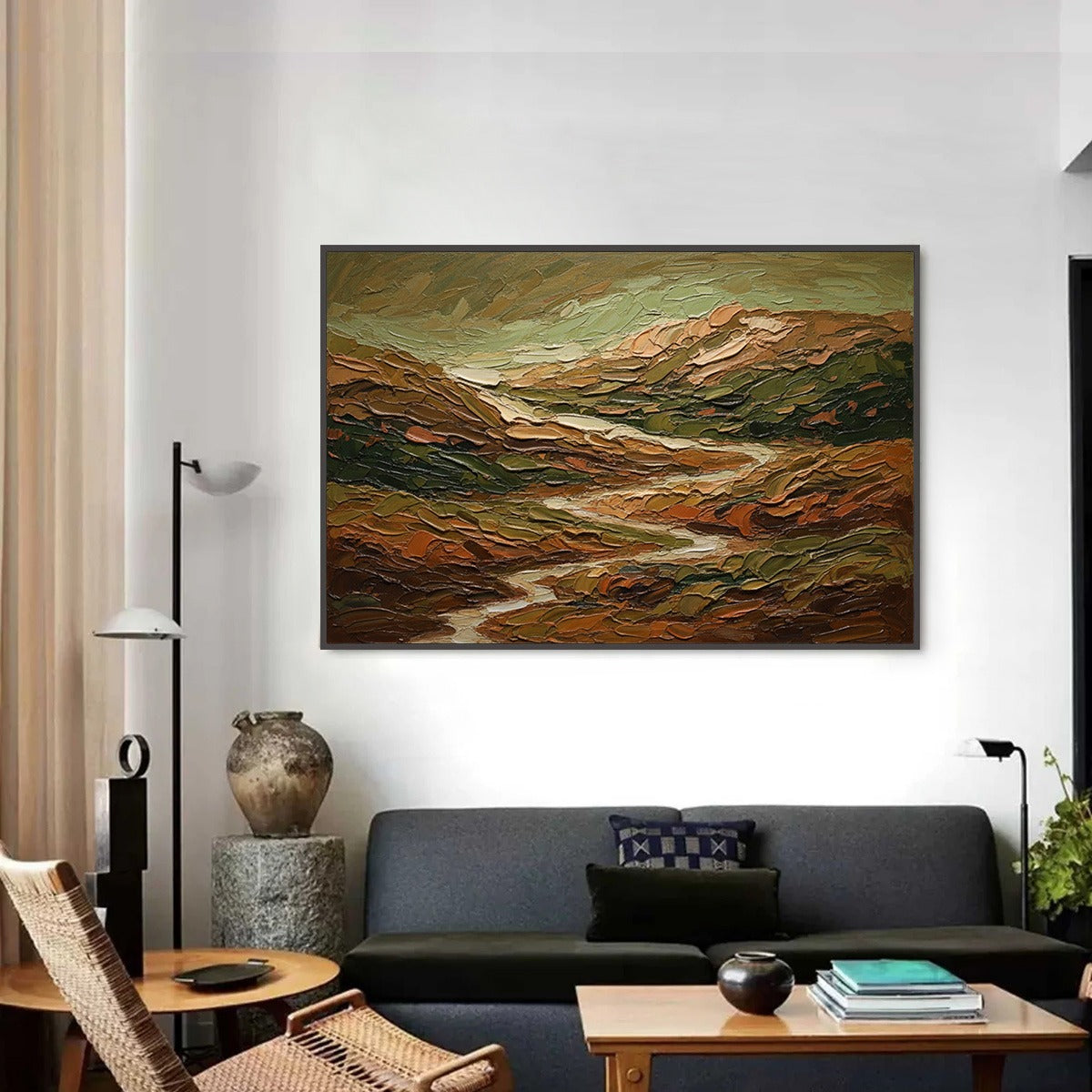 TERRA VISTA: Heavily Textured Abstract Landscape Oil Painting - Image 2