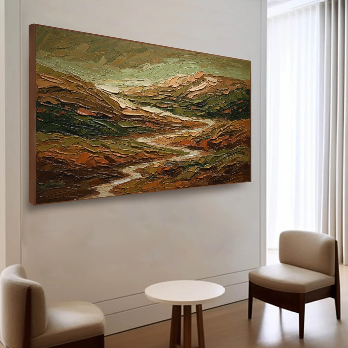 TERRA VISTA: Heavily Textured Abstract Landscape Oil Painting - Image 7