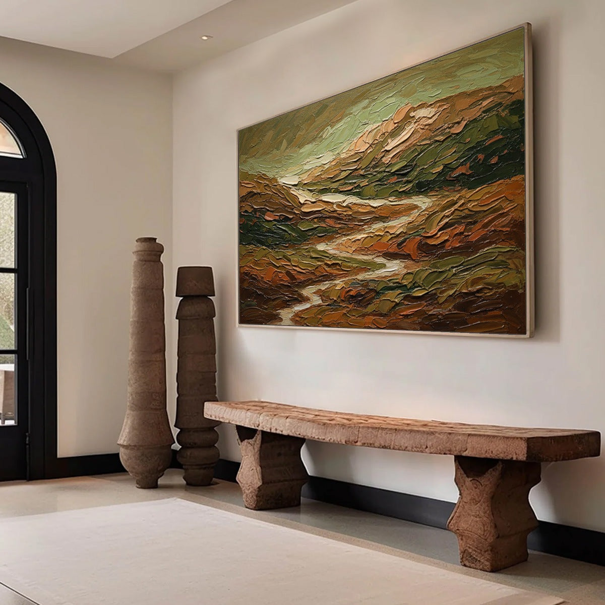 TERRA VISTA: Heavily Textured Abstract Landscape Oil Painting - Image 8