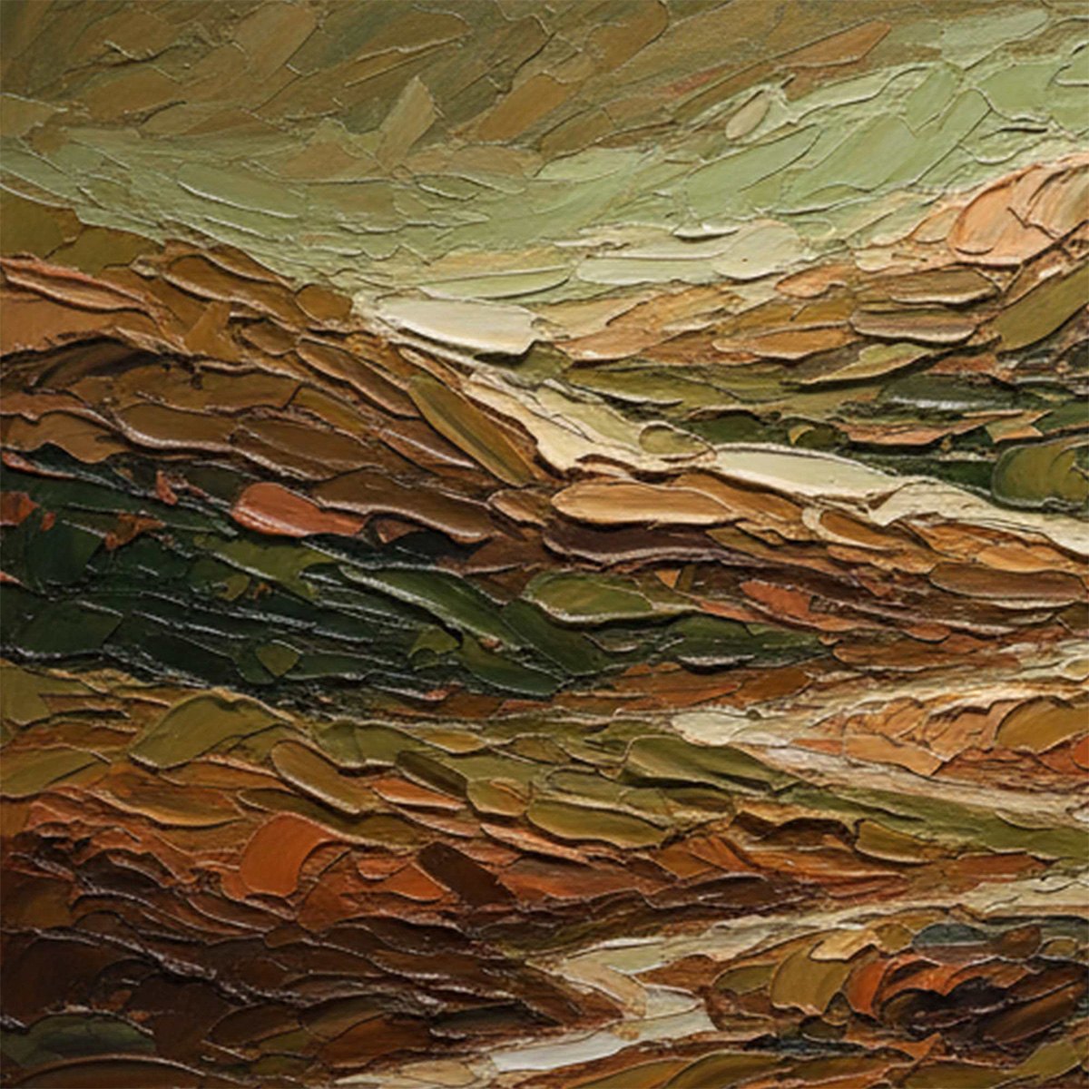 TERRA VISTA: Heavily Textured Abstract Landscape Oil Painting - Image 3