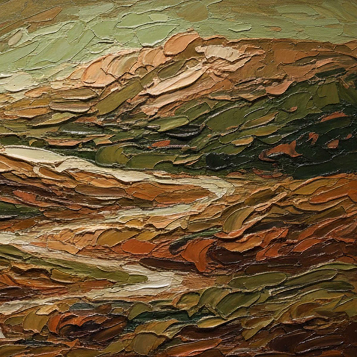 TERRA VISTA: Heavily Textured Abstract Landscape Oil Painting - Image 5