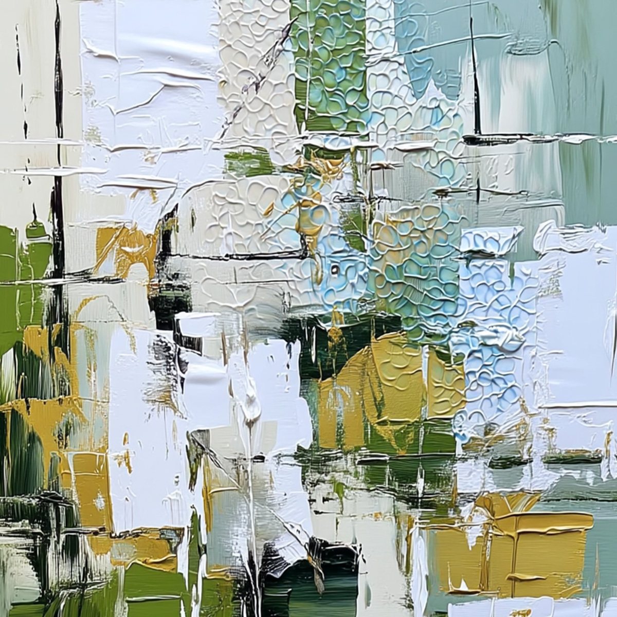 TERRACE VIEW: Textured Abstract Impasto Landscape Painting - Image 3