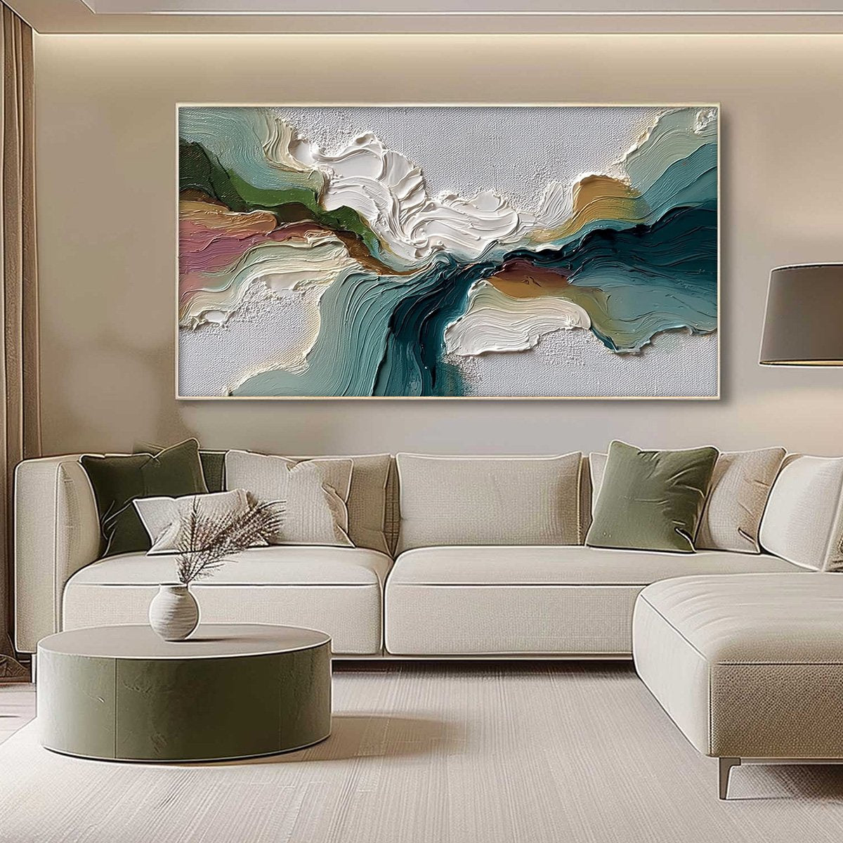 TERRAFLOW: Large Horizontal Abstract Impasto Landscape Painting - Image 4