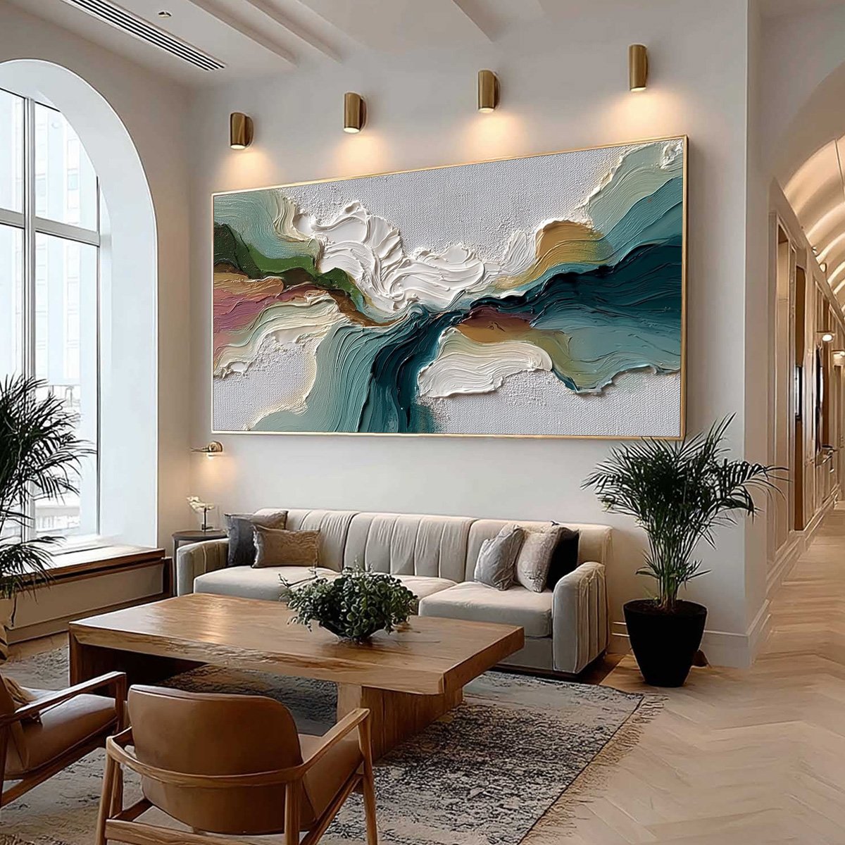TERRAFLOW: Large Horizontal Abstract Impasto Landscape Painting - Image 7