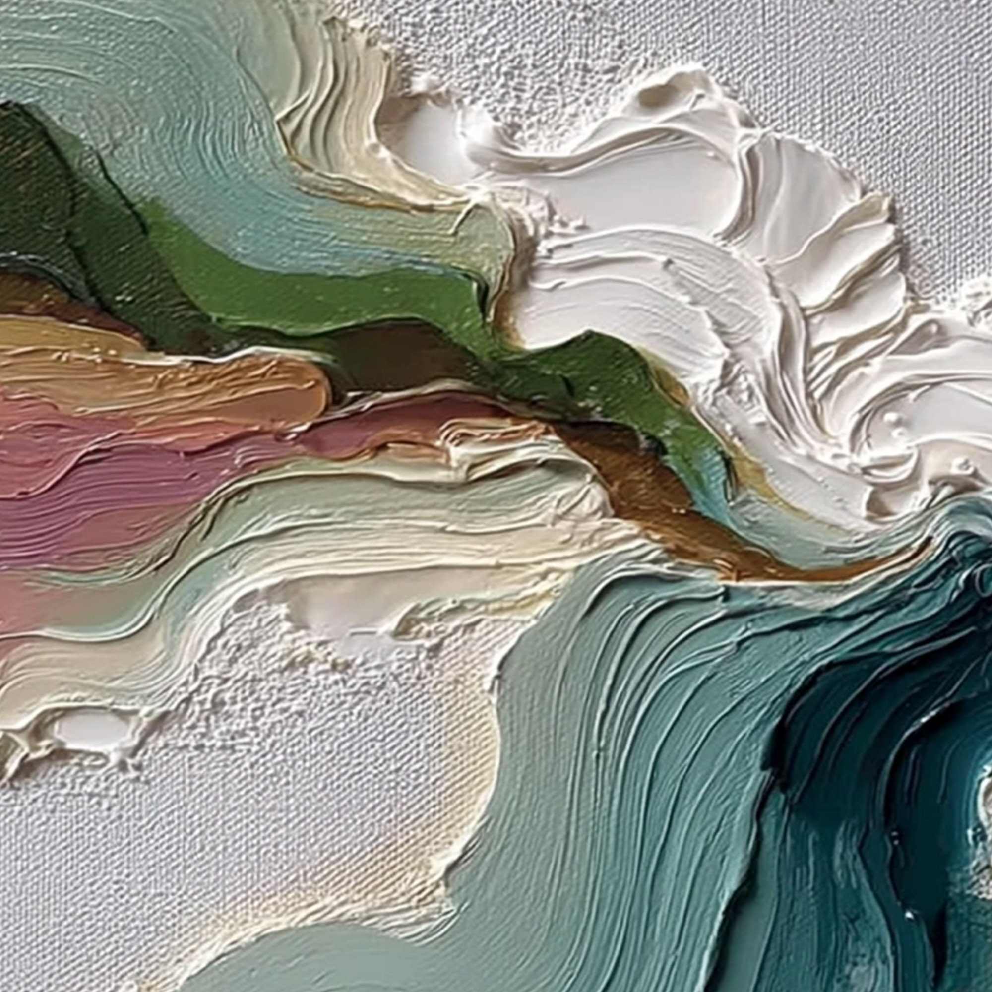 TERRAFLOW: Large Horizontal Abstract Impasto Landscape Painting - Image 3