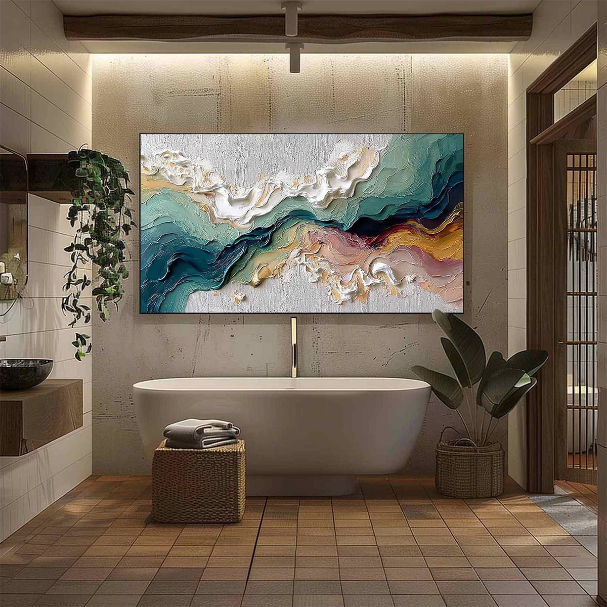 TERRAFLUX: Large Abstract Landscape Heavy Texture Palette Knife Painting - Image 6