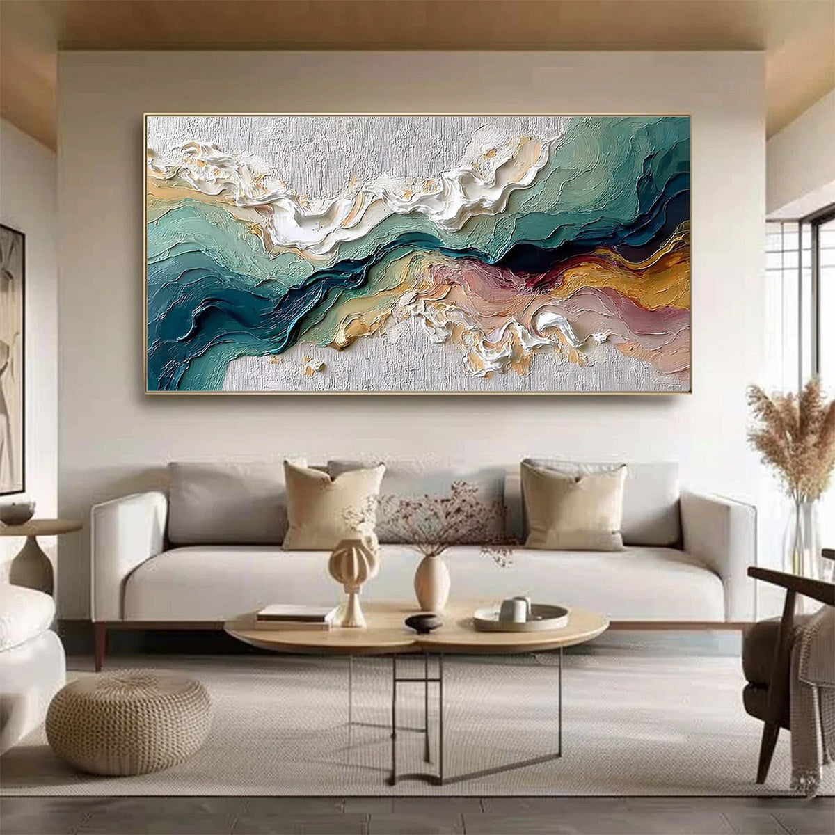 TERRAFLUX: Large Abstract Landscape Heavy Texture Palette Knife Painting - Image 2