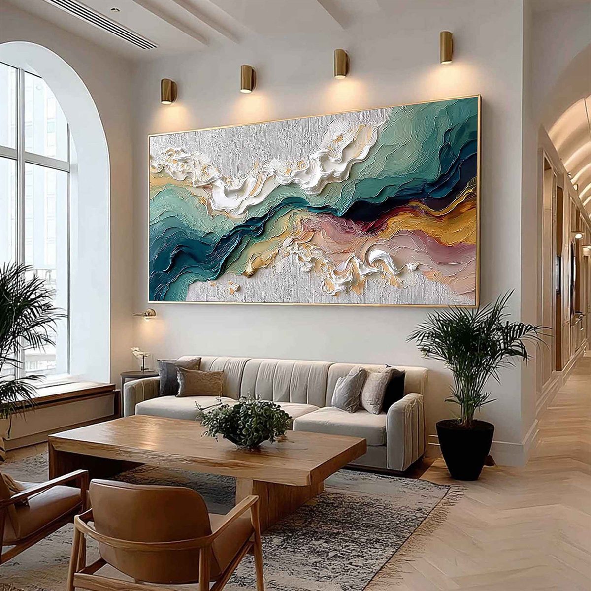 TERRAFLUX: Large Abstract Landscape Heavy Texture Palette Knife Painting - Image 7