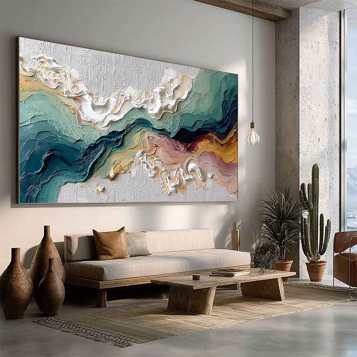 TERRAFLUX: Large Abstract Landscape Heavy Texture Palette Knife Painting - Image 8