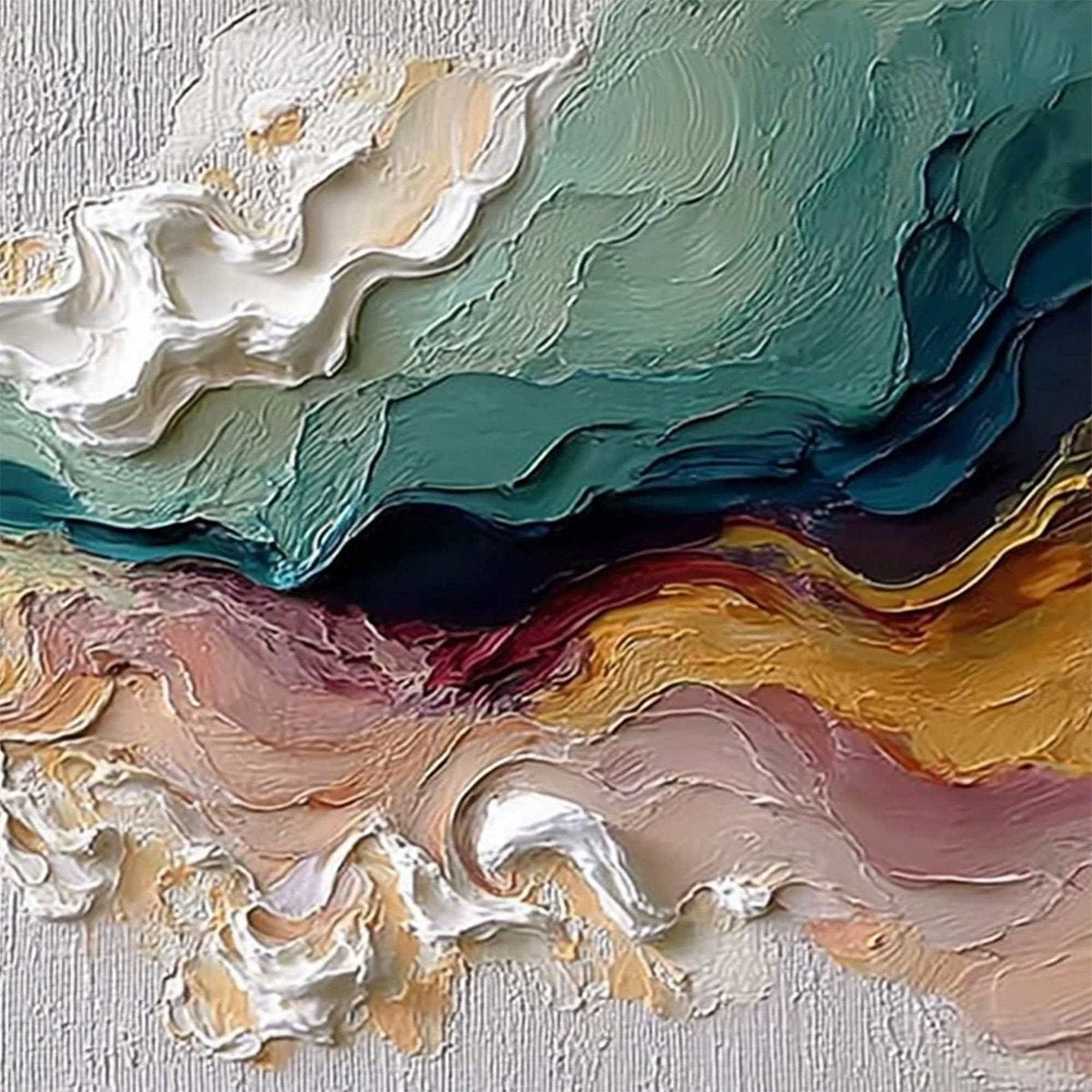TERRAFLUX: Large Abstract Landscape Heavy Texture Palette Knife Painting - Image 5