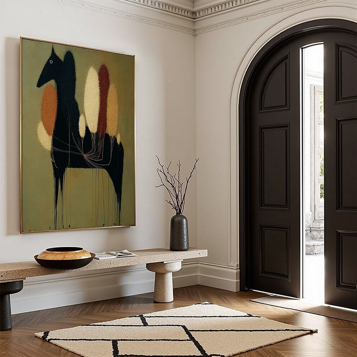 TERRANE STEED: Surreal Wabi Sabi Textured Horse and Tree Abstract Painting - Image 8