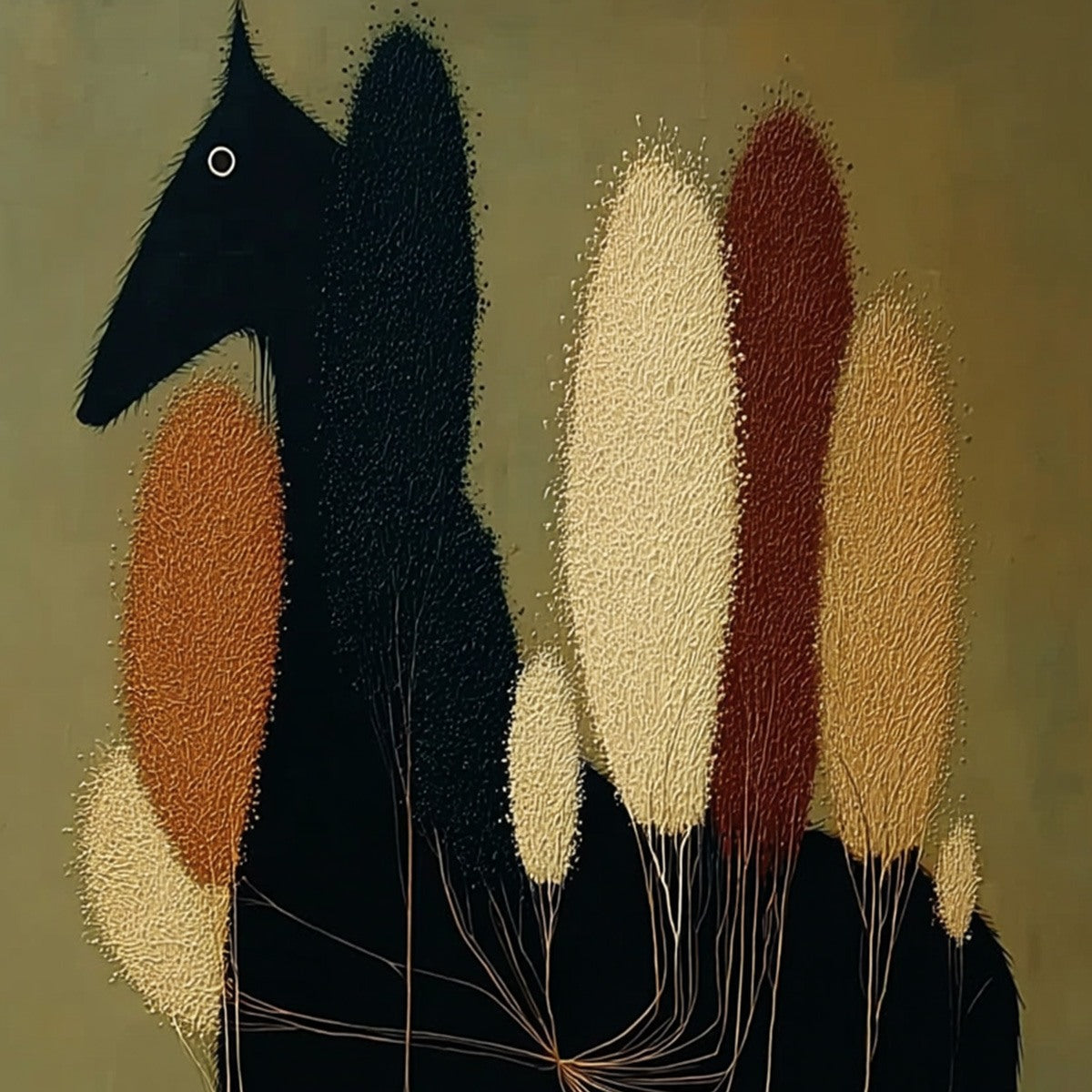 TERRANE STEED: Surreal Wabi Sabi Textured Horse and Tree Abstract Painting - Image 5