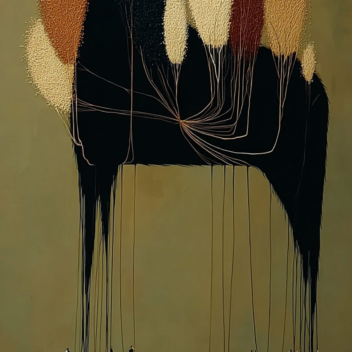 TERRANE STEED: Surreal Wabi Sabi Textured Horse and Tree Abstract Painting - Image 3