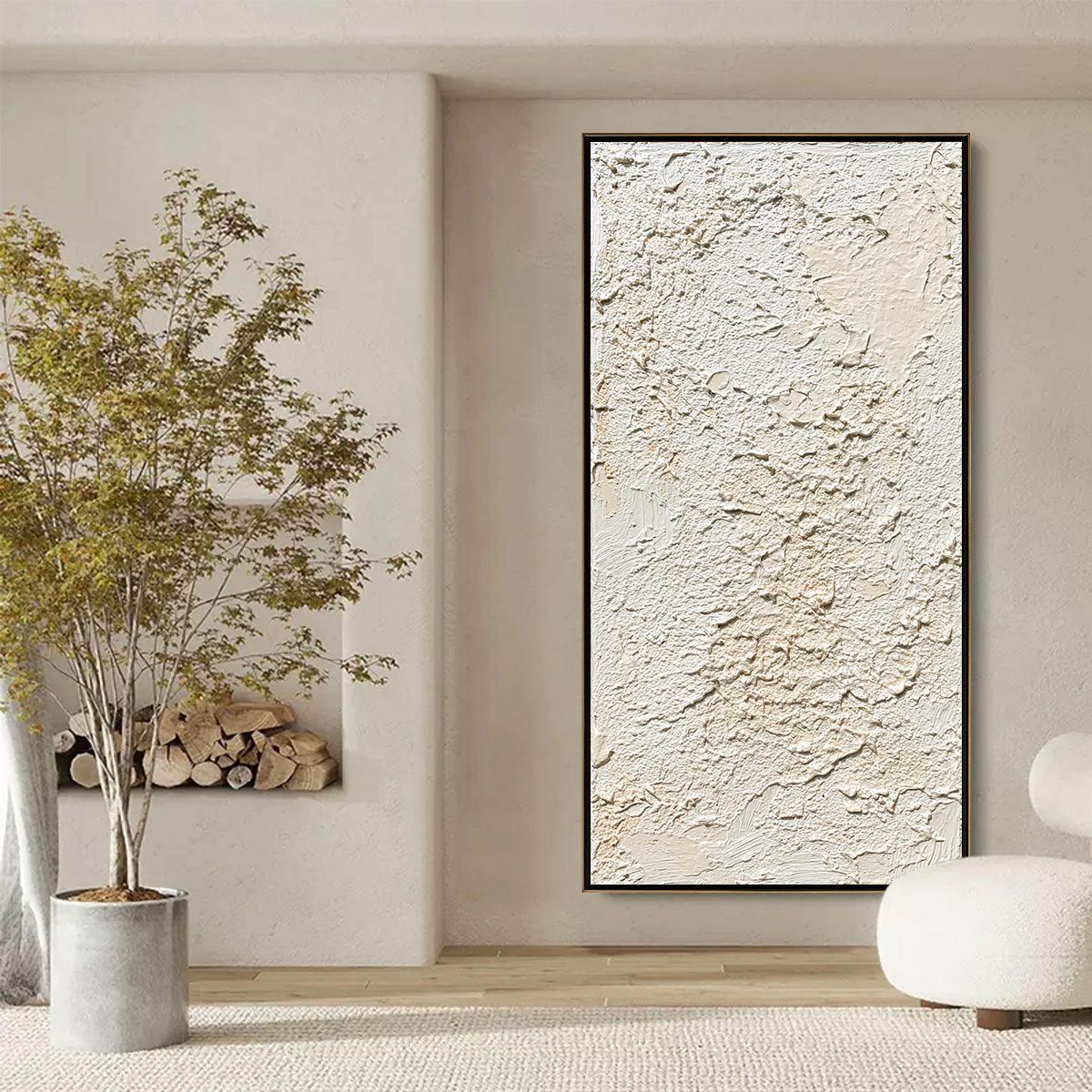 TERRA BLANCA: Heavy Texture Minimalist Wabi Sabi Painting - Image 6