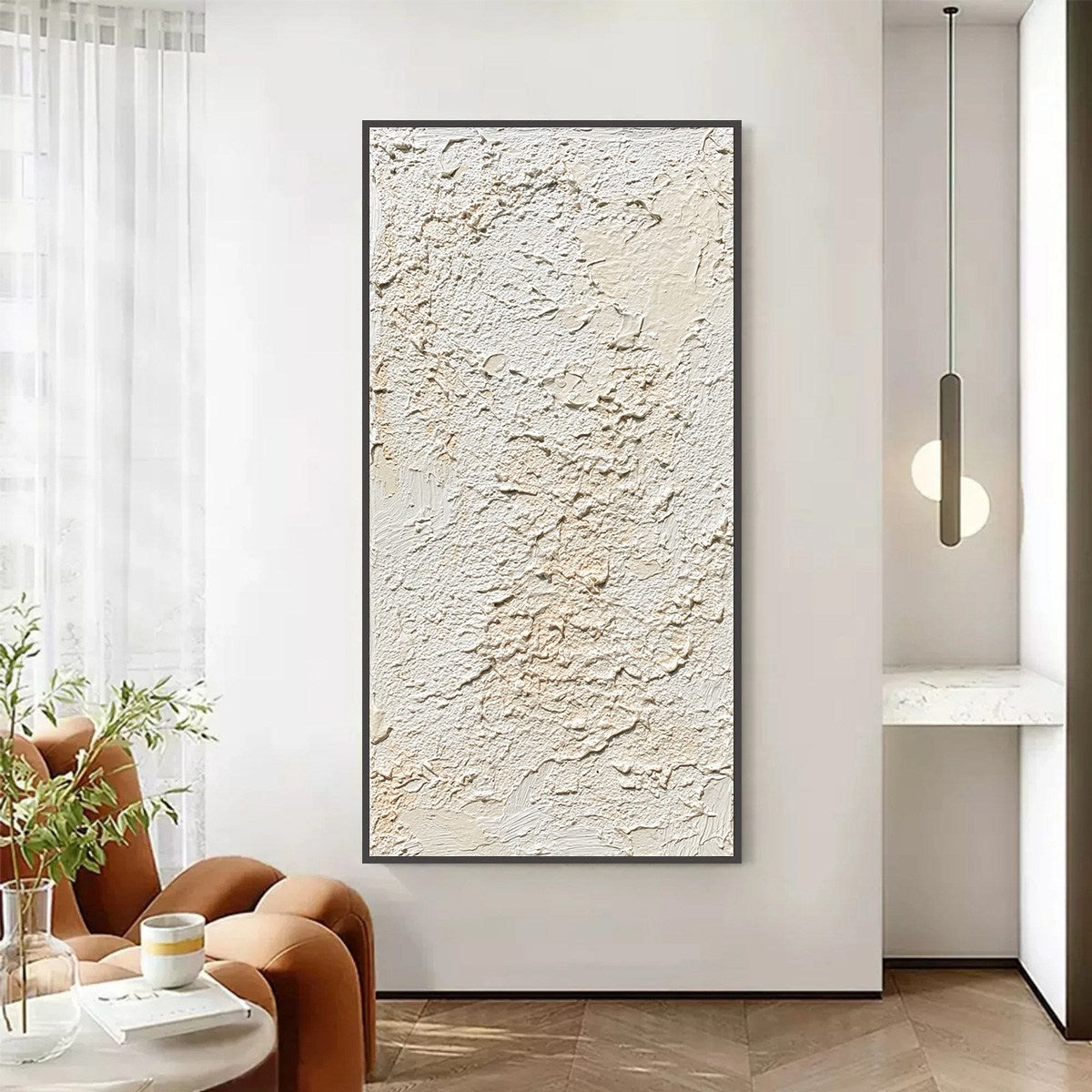 TERRA BLANCA: Heavy Texture Minimalist Wabi Sabi Painting - Image 2