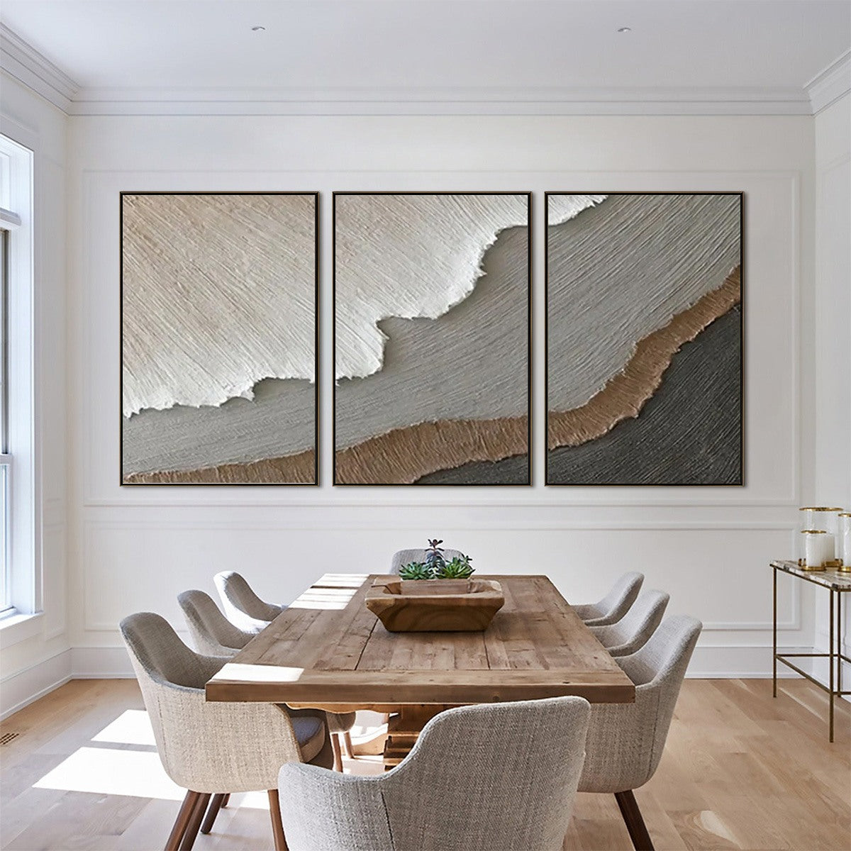 TERRA FIRMA: Textured Abstract Earth Tones Triptych Painting - Image 2