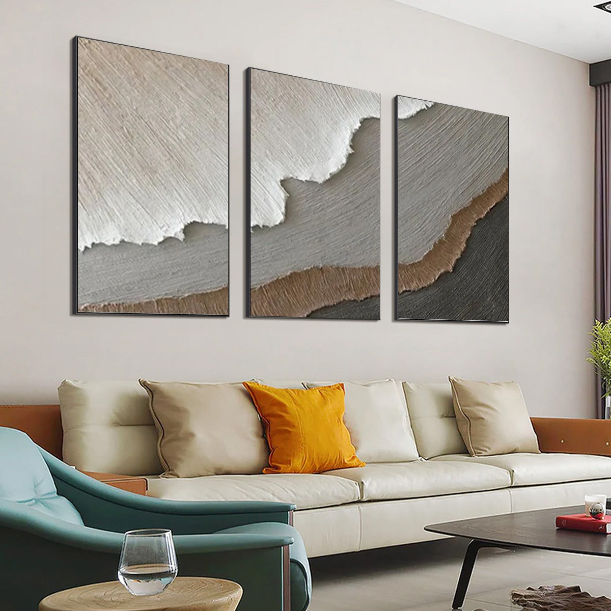 TERRA FIRMA: Textured Abstract Earth Tones Triptych Painting - Image 8