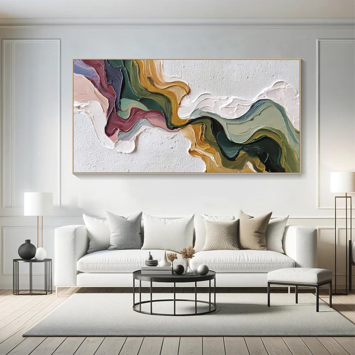 TERRA FLOW: Textured Abstract Earth Tone Panoramic Painting - Image 2