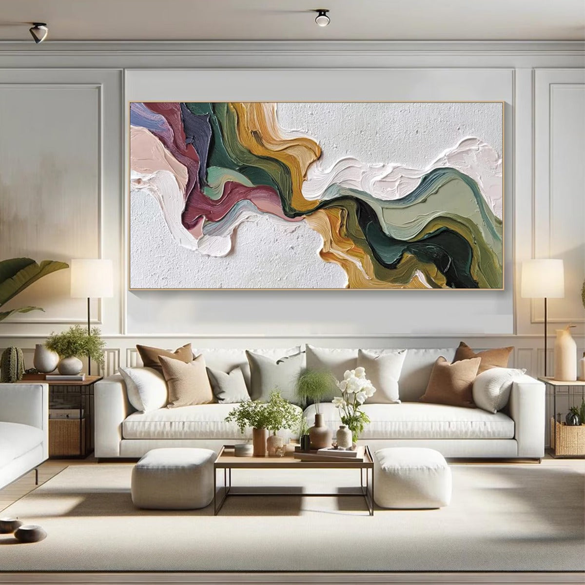 TERRA FLOW: Textured Abstract Earth Tone Panoramic Painting - Image 6
