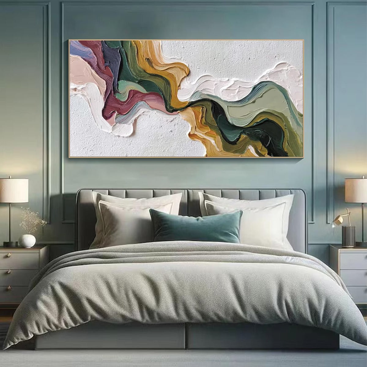 TERRA FLOW: Textured Abstract Earth Tone Panoramic Painting - Image 7