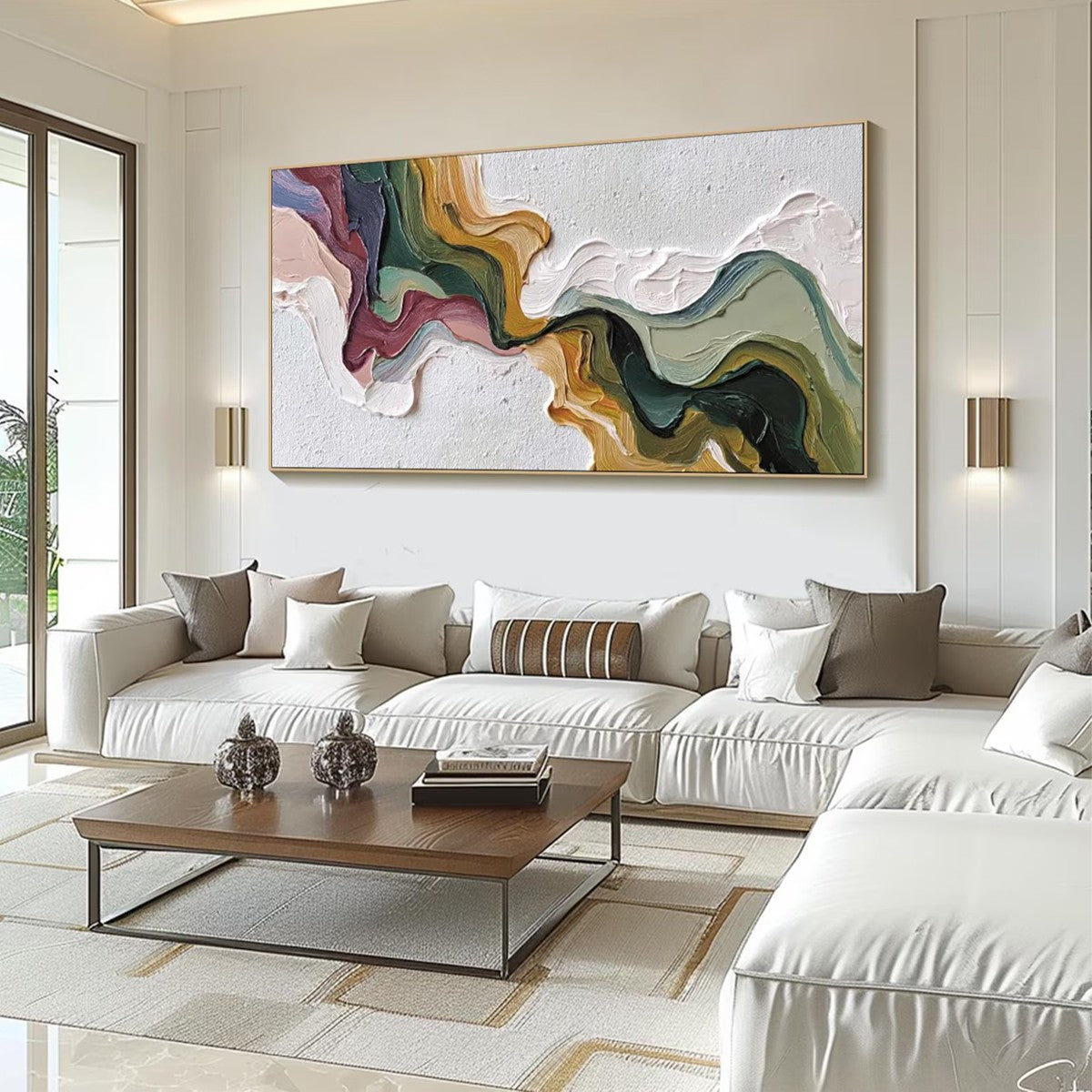 TERRA FLOW: Textured Abstract Earth Tone Panoramic Painting - Image 10
