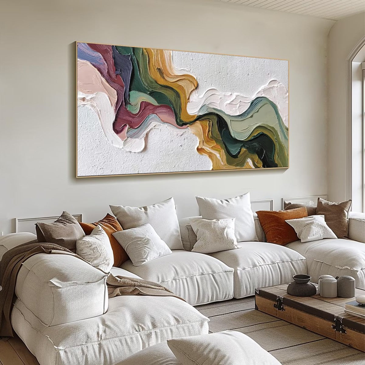 TERRA FLOW: Textured Abstract Earth Tone Panoramic Painting - Image 11