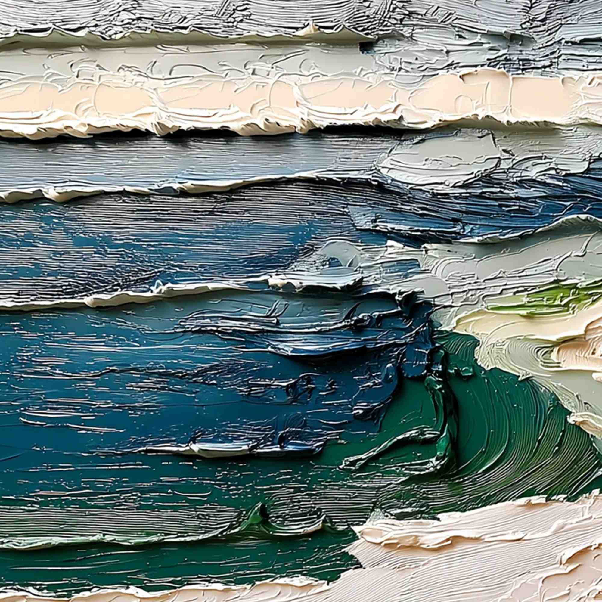 TERRA'S EDGE: Textured Wabi Sabi Coastal Abstract Painting - Image 3