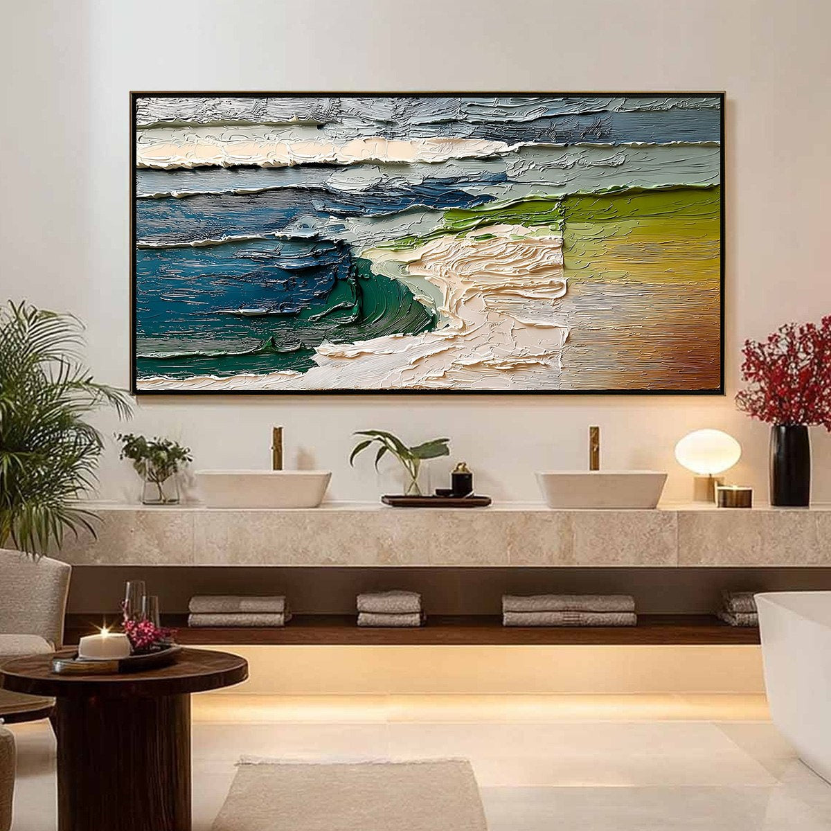 TERRA'S EDGE: Textured Wabi Sabi Coastal Abstract Painting - Image 6