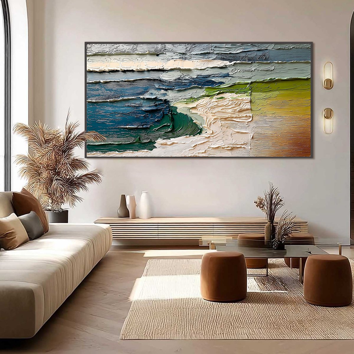 TERRA'S EDGE: Textured Wabi Sabi Coastal Abstract Painting - Image 7