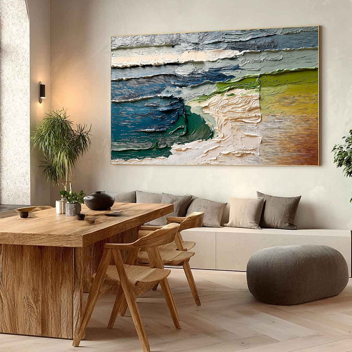 TERRA'S EDGE: Textured Wabi Sabi Coastal Abstract Painting - Image 4