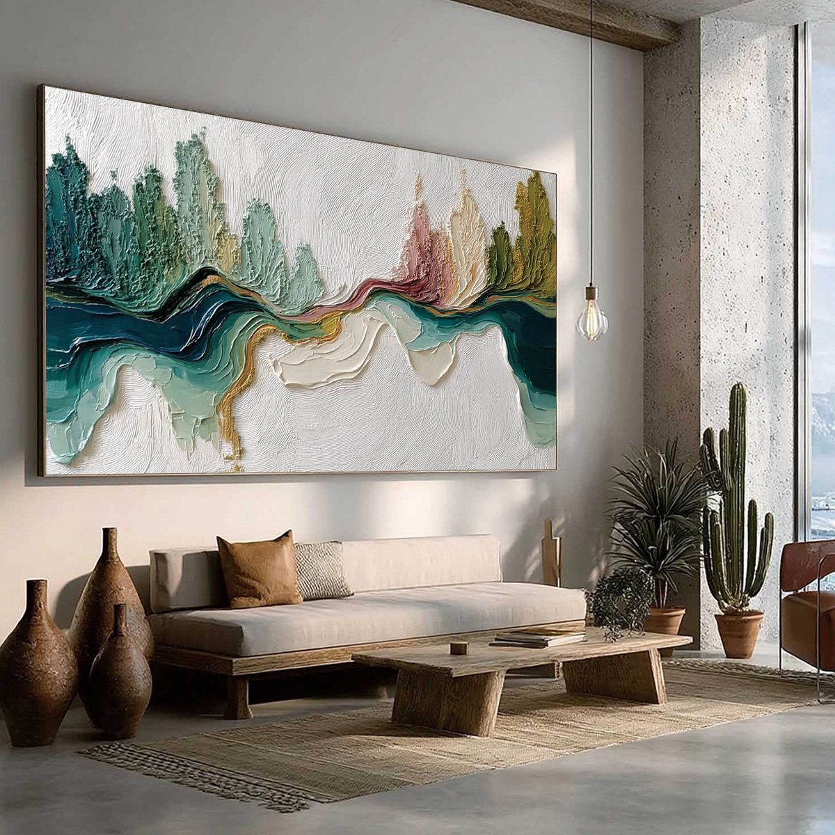 TERRA'S VEINS: Textured Abstract Landscape Impasto Oil Painting - Image 8