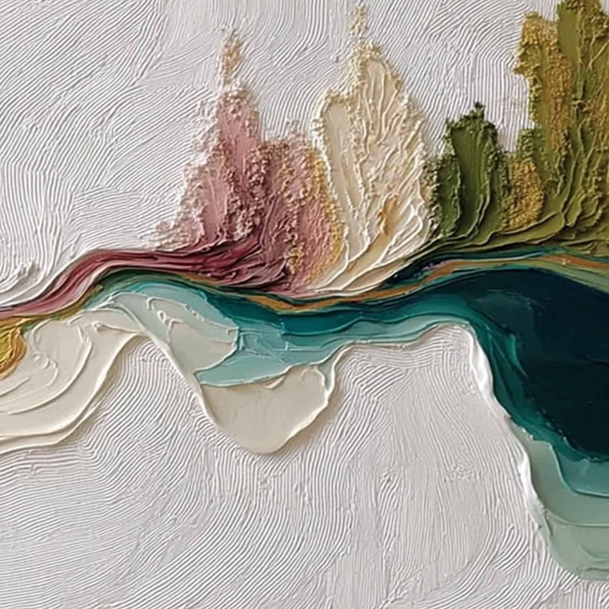 TERRA'S VEINS: Textured Abstract Landscape Impasto Oil Painting - Image 5