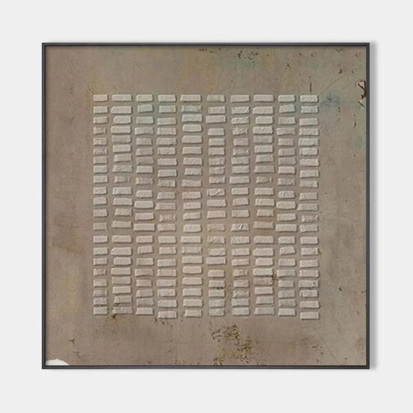 TEXTURED BEIGE GRID: Minimalist Textured Painting