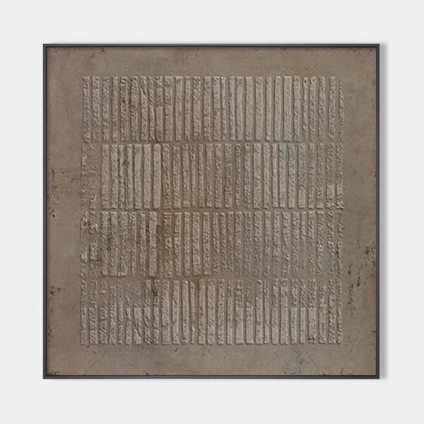TEXTURED BROWN GRID: Minimalist Textured Painting