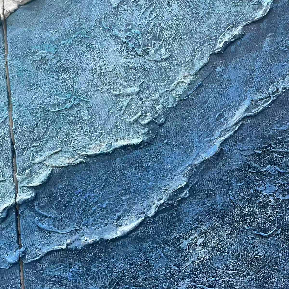 TEXTURED OCEANSCAPE TRIPTYCH: Textured Abstract Painting Set of 3 - Image 3
