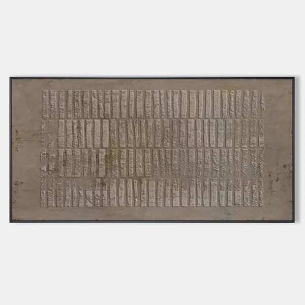 TEXTURED RECTANGLE ARRAY: Minimalist Textured Painting in Brown