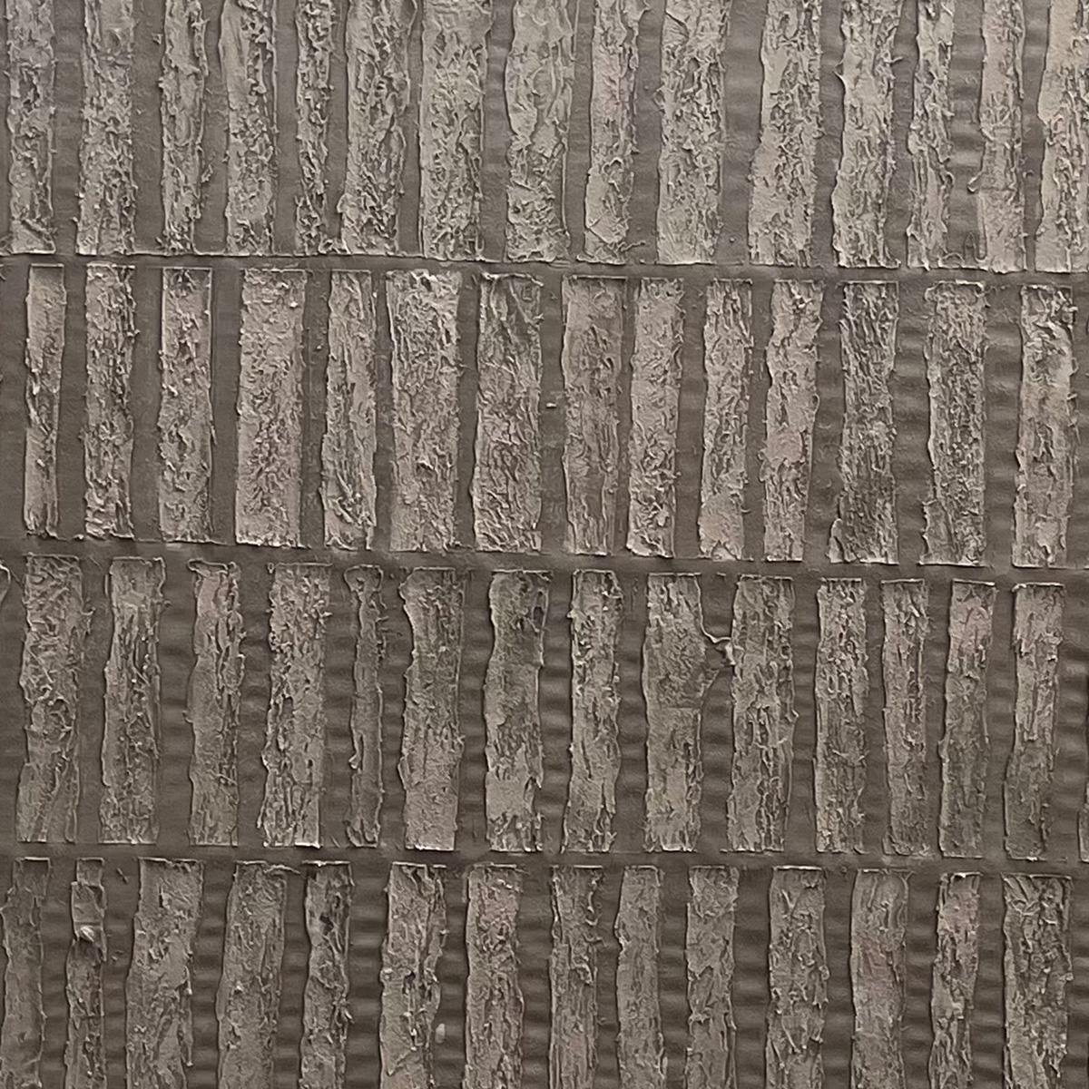 TEXTURED RECTANGLE ARRAY: Minimalist Textured Painting in Brown - Image 3