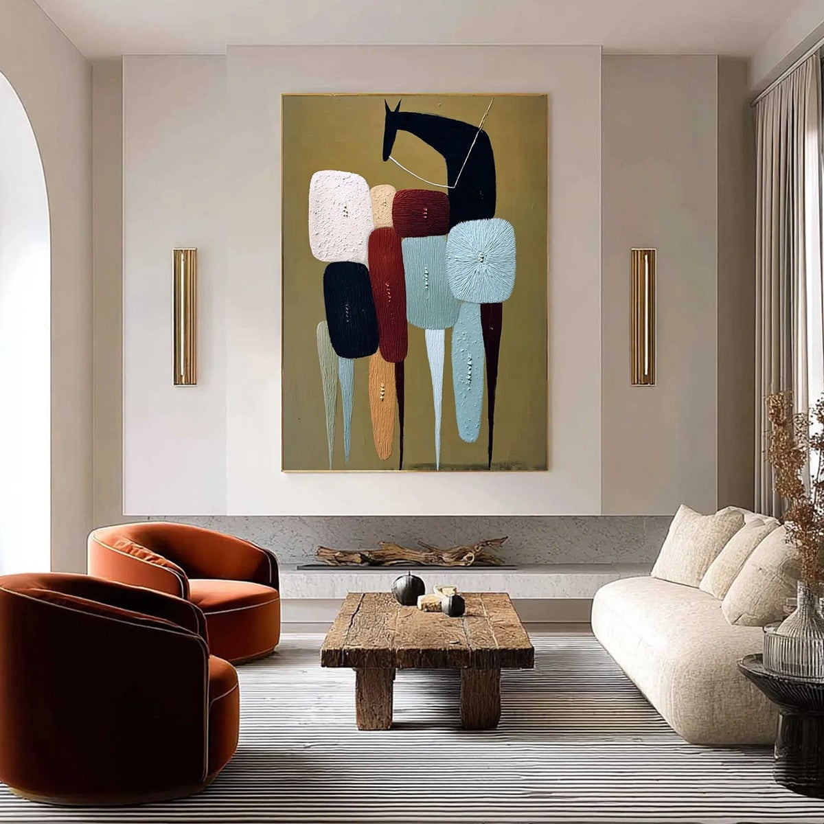 THE CARAVAN: Abstract Boho Wabi Sabi Textured Horse Painting - Image 4