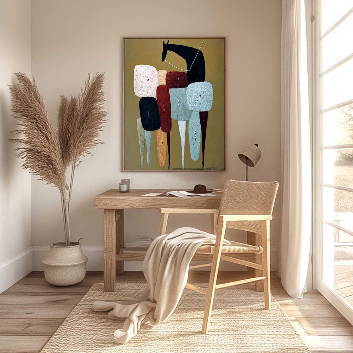 THE CARAVAN: Abstract Boho Wabi Sabi Textured Horse Painting - Image 6