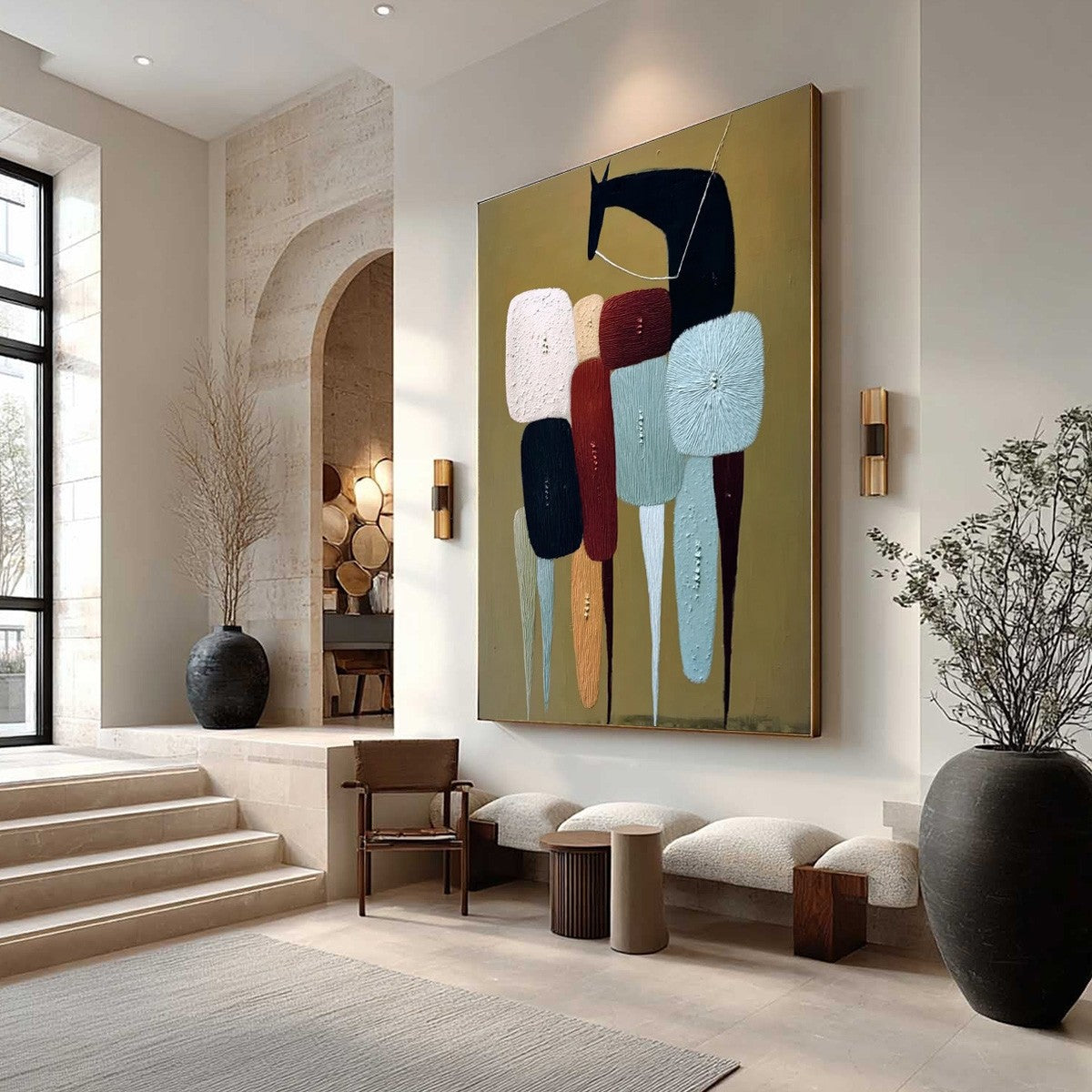 THE CARAVAN: Abstract Boho Wabi Sabi Textured Horse Painting - Image 7