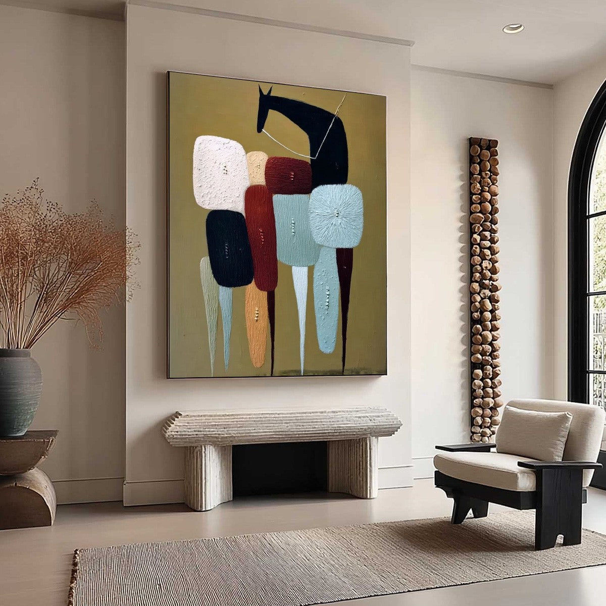 THE CARAVAN: Abstract Boho Wabi Sabi Textured Horse Painting - Image 8